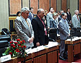 A minutes' silence in remembrance of Manfred Dörler, Vorarlberg's deceased President of the Provincial Parliament, in the meeting of the Austrian Convention on 27 August 2004.