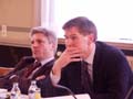 Anna-Maria Hochhauser, Albrecht Konecny, Peter Bußjäger, Bernd-Christian Funk bei der Sitzung von Ausschuss 5 am 23. Februar 2004 im Parlament